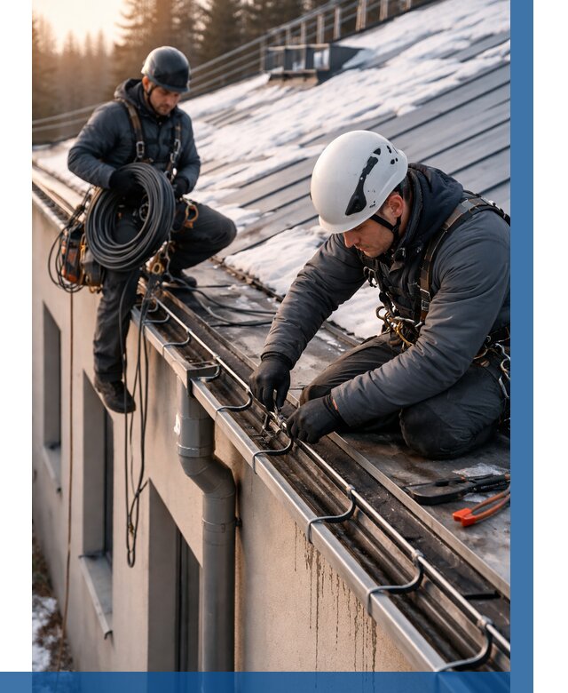 Монтаж греющего кабеля на кровле в Тихвине от 492 р. | ВЫСОТНИК-Тхв