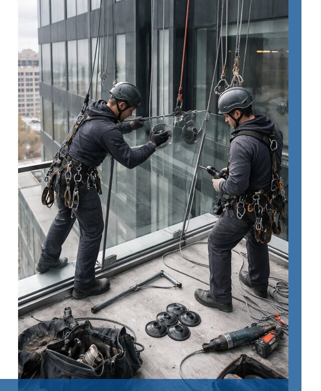 Монтаж стеклянных ограждений в Тихвине от 2732 р. | ВЫСОТНИК-Тхв