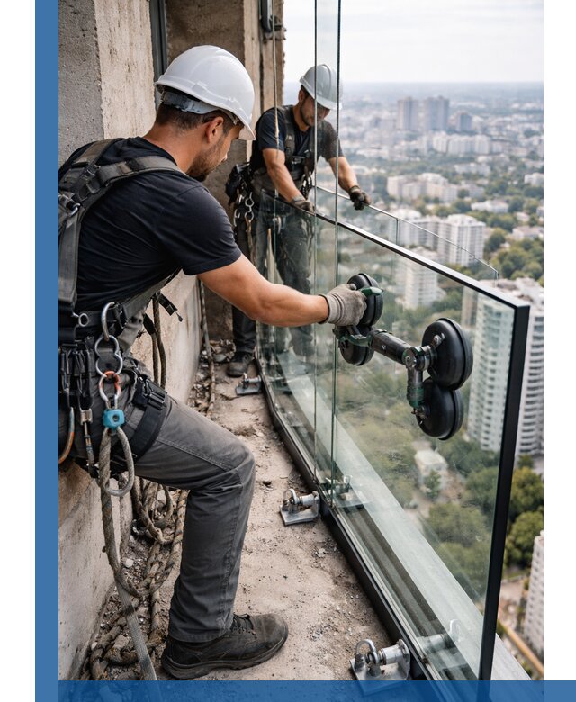 Монтаж стеклянных ограждений под ключ с гарантией в Тихвине