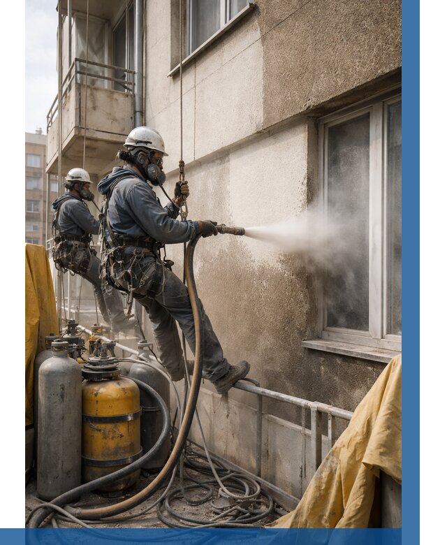 Пескоструйная очистка фасада в Тихвине от 710 р. | ВЫСОТНИК-Тхв