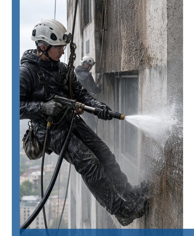 Гидроструйная очистка фасадов и конструкций в Тихвине