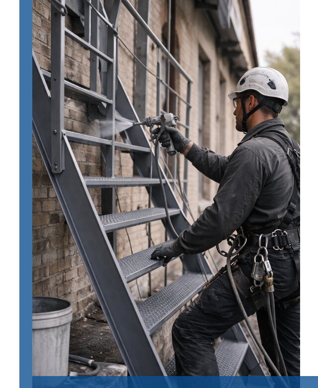 Покраска и антикоррозионная защита пожарных лестниц в Тихвине