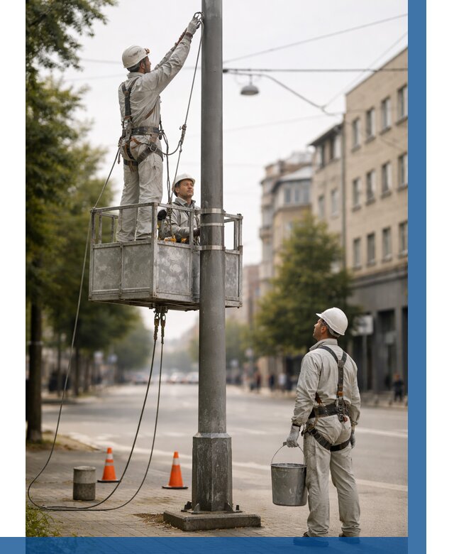Покраска опор освещения в Тихвине от 5464 р. | ВЫСОТНИК-Тхв