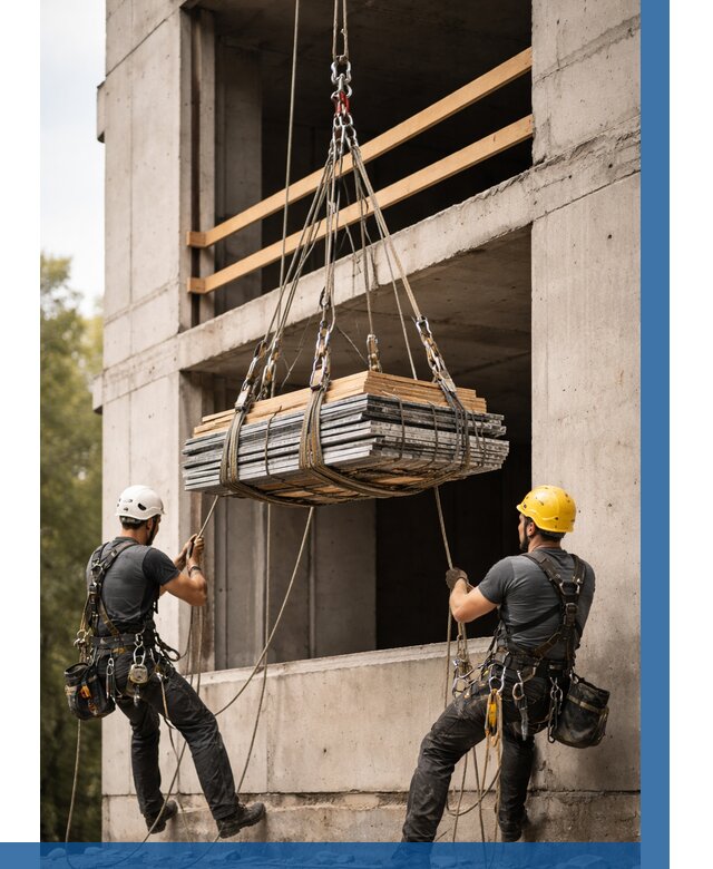 Подъем материала на этаж веревками в Тихвине от 1639 р. | ВЫСОТНИК-Тхв