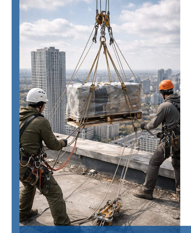 Подъем и монтаж крупногабаритных грузов на крышу в Тихвине