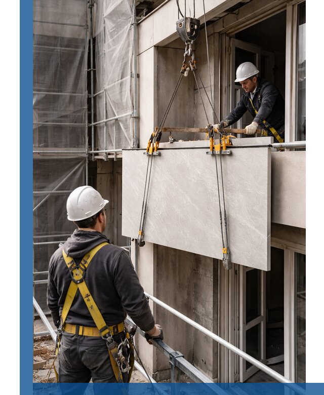 Подъем керамогранита на этаж в Тихвине грузчиками и техникой