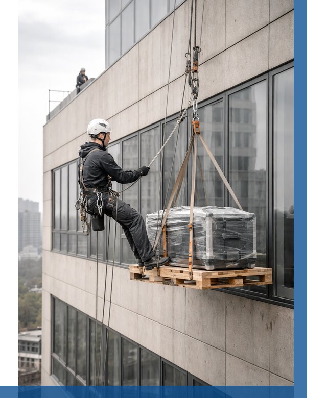 Спуск груза по фасаду в Тихвине от 3825 р. | ВЫСОТНИК-Тхв