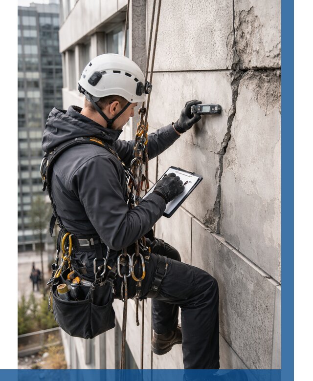 Обследование фасада альпинистами в Тихвине от 131 р. | ВЫСОТНИК-Тхв