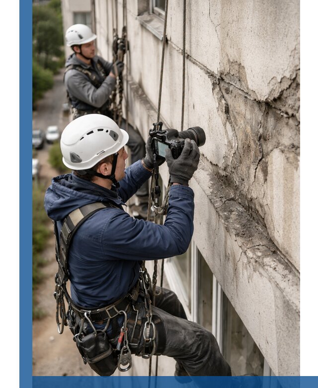 Фотофиксация дефектов фасада с высотной съемкой в Тихвине