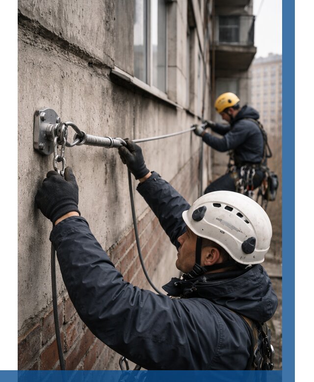 Монтаж анкерных линий в Тихвине от 3278 р. | ВЫСОТНИК-Тхв