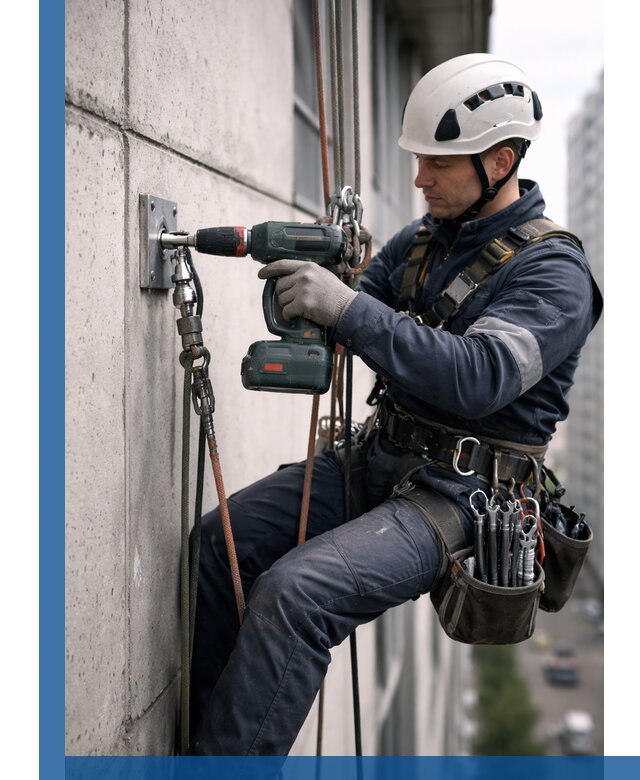 Установка анкерных точек для высотных работ в Тихвине